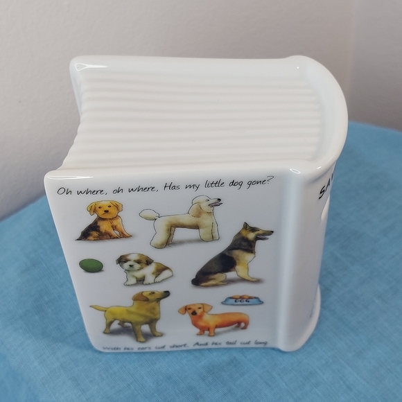 Paul Cardew Ceramic Coin Bank w/Stopper Dogs Book-Shaped - Picture 5 of 10